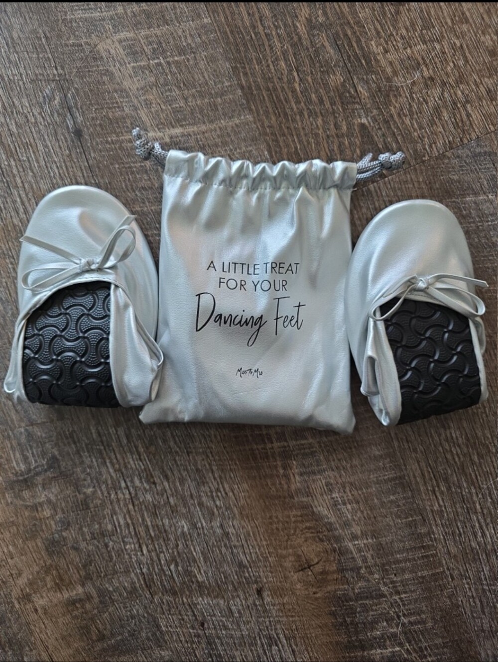 Foldable Ballet Flats with Pouch - Silver